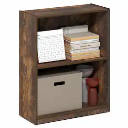 Furinno - GRUEN Book Shelf, 2-Tier Small Bookshelf, Bookcase with Open Shelf, 8.3 x 21.8 x 27 - Amber Pine