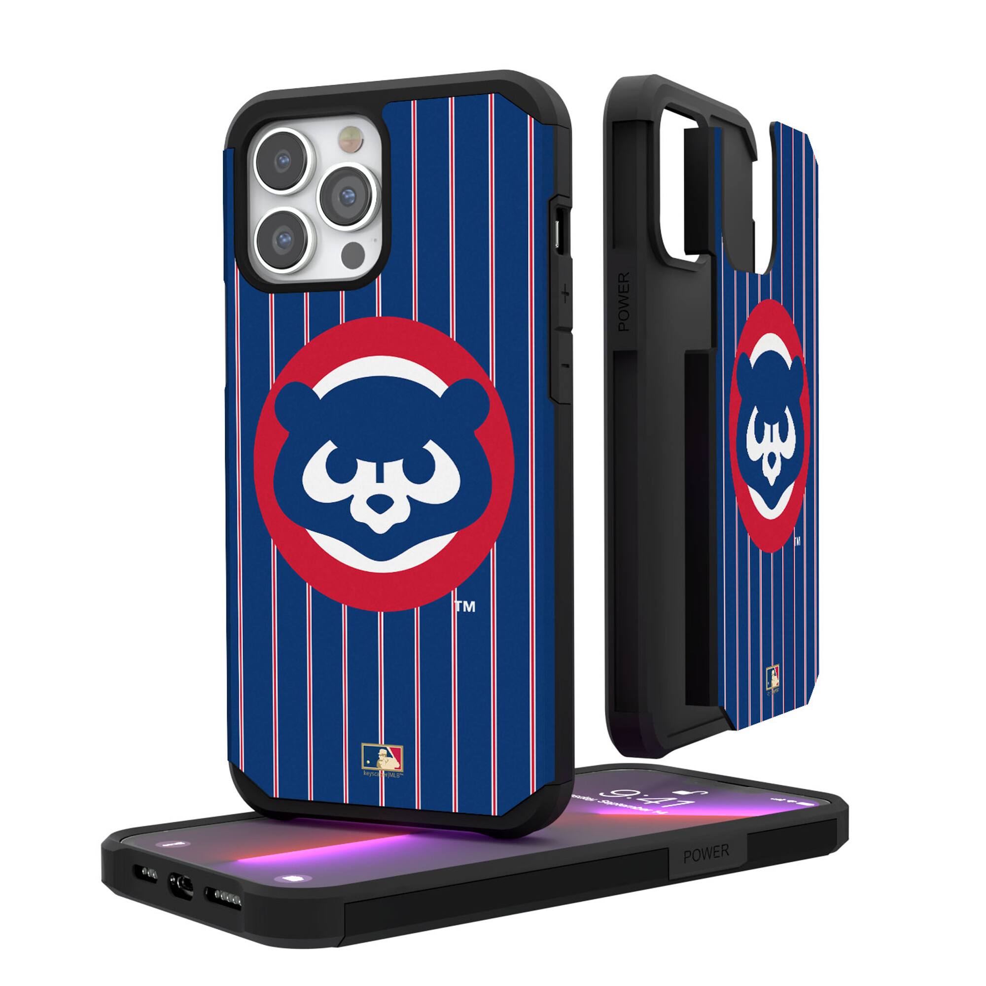 Keyscaper - MLB - Chicago Cubs Secondary Logo iPhone Pinstripe Cooperstown Design Rugged Case - 15 - Multicolor price history on PriceWatchPro