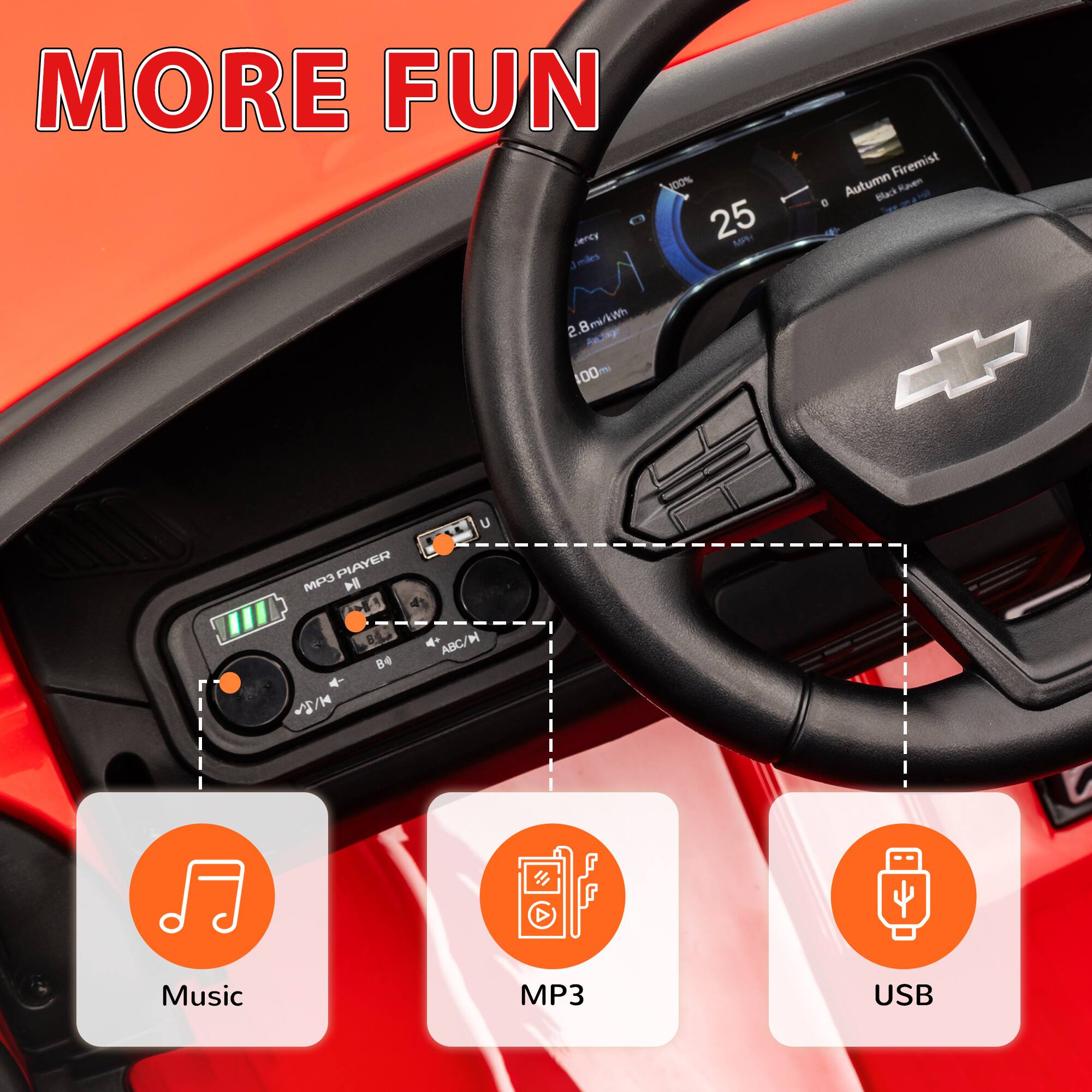 MORE FUN

100% Jeres G

25 miles

Autumn Firemist

MP3 PLAYER

Music

MP3

USB