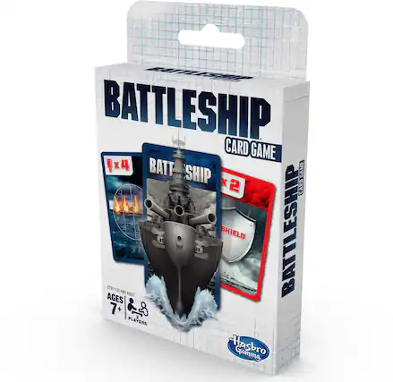 BATTLESHIP
CARD GAME
1x4 BATTLESHIP
x2 SHIELD
AGES 7+
2 PLAYERS
E791/E7495 ASST
Hasbro Gaming