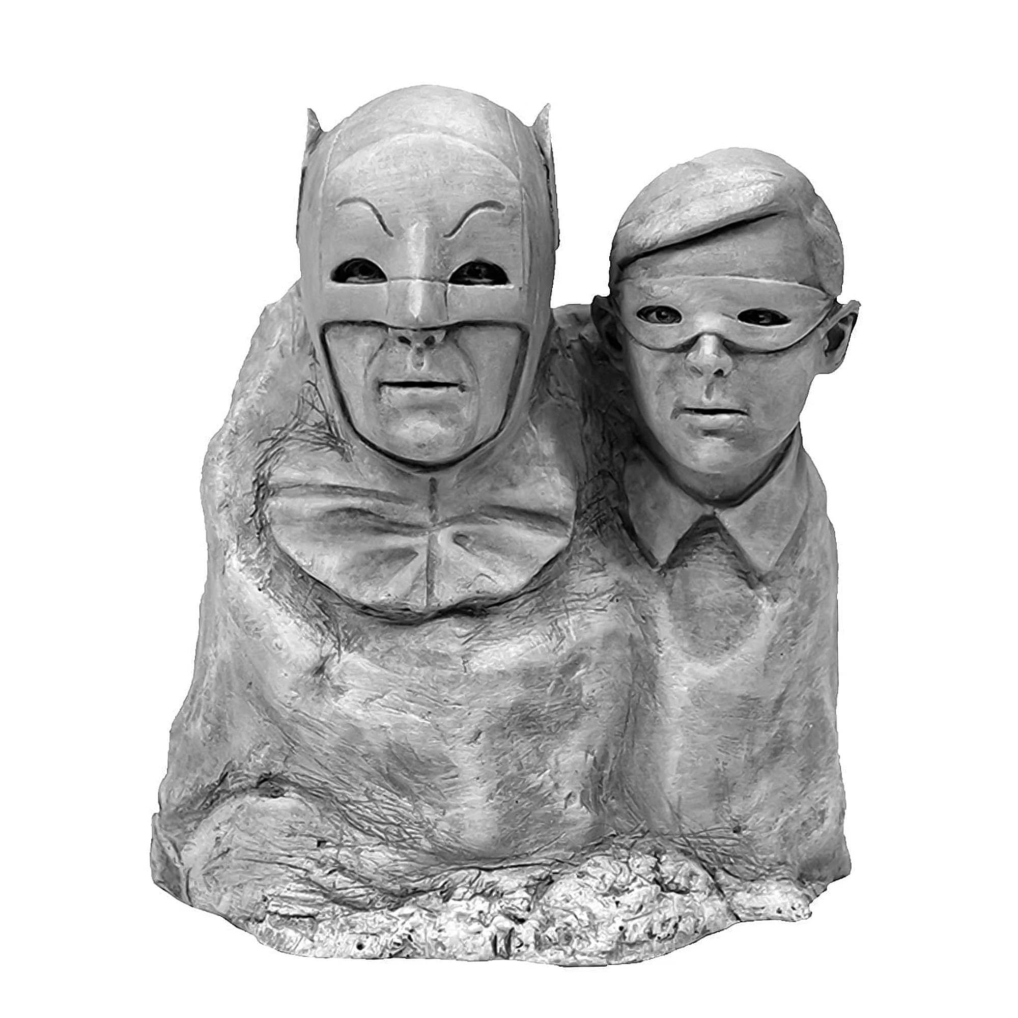 Front. DC Universe - DC Comics Batman 1966 Dynamic Duo Monolith Statue - Gray.