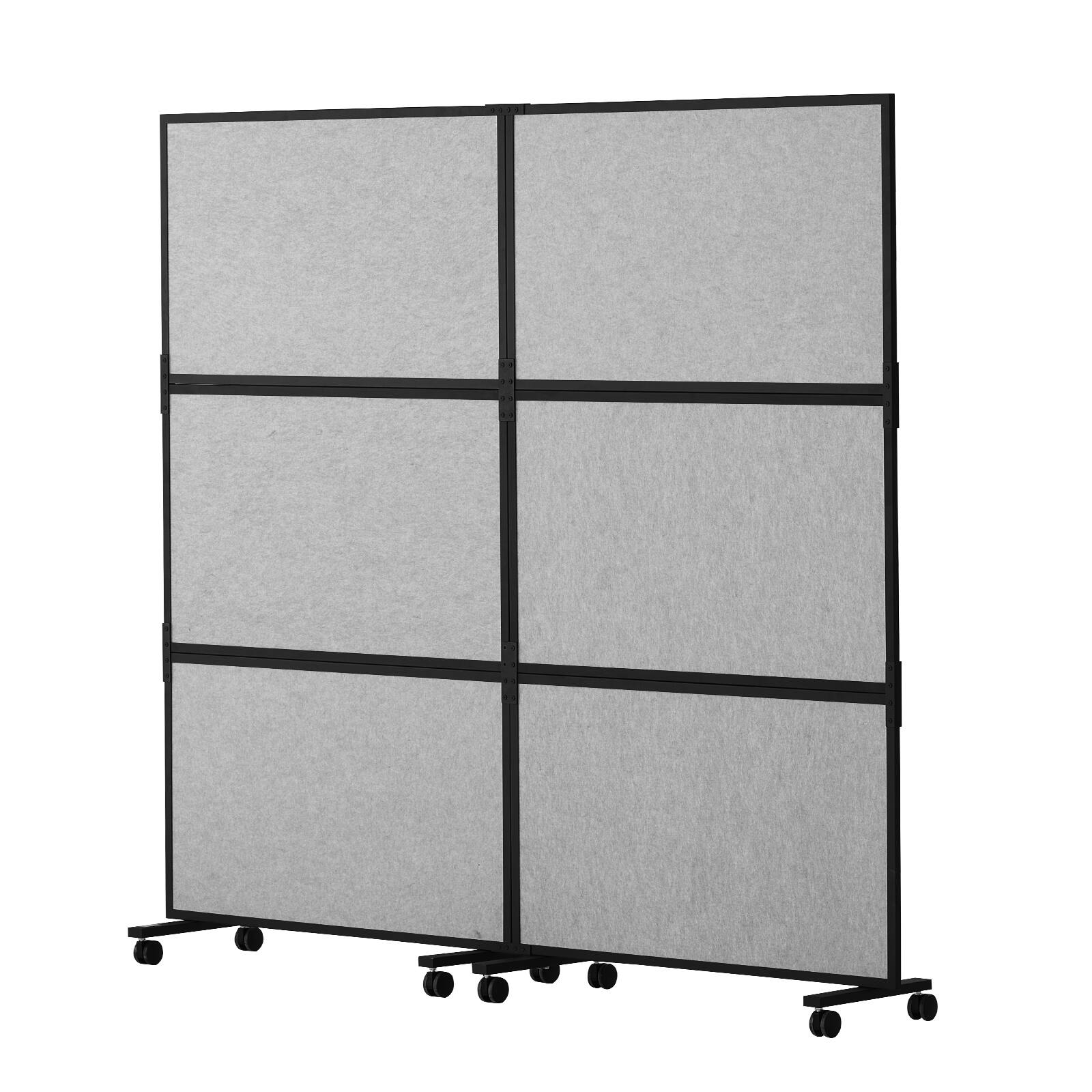 VEVOR - Office Divider, 2 Panel Office Partition, Freestanding Office Divider Wall Partition & Privacy Divider Reduce Noise - Light Gray