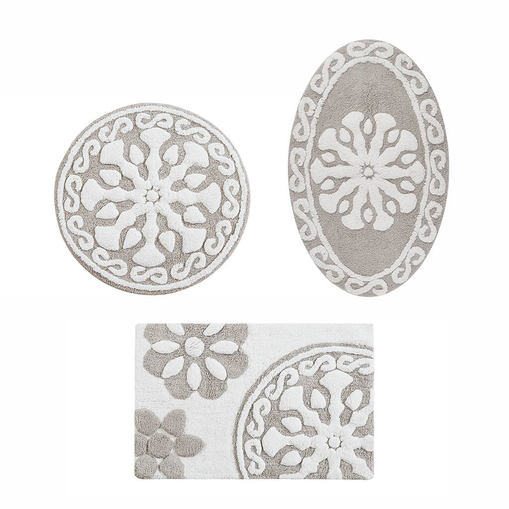 Alt View 1. APRILSOUL - Global Medallion Cotton Bath Rug Plush Super Absorbent Multiple Sizes Colors - taupe.