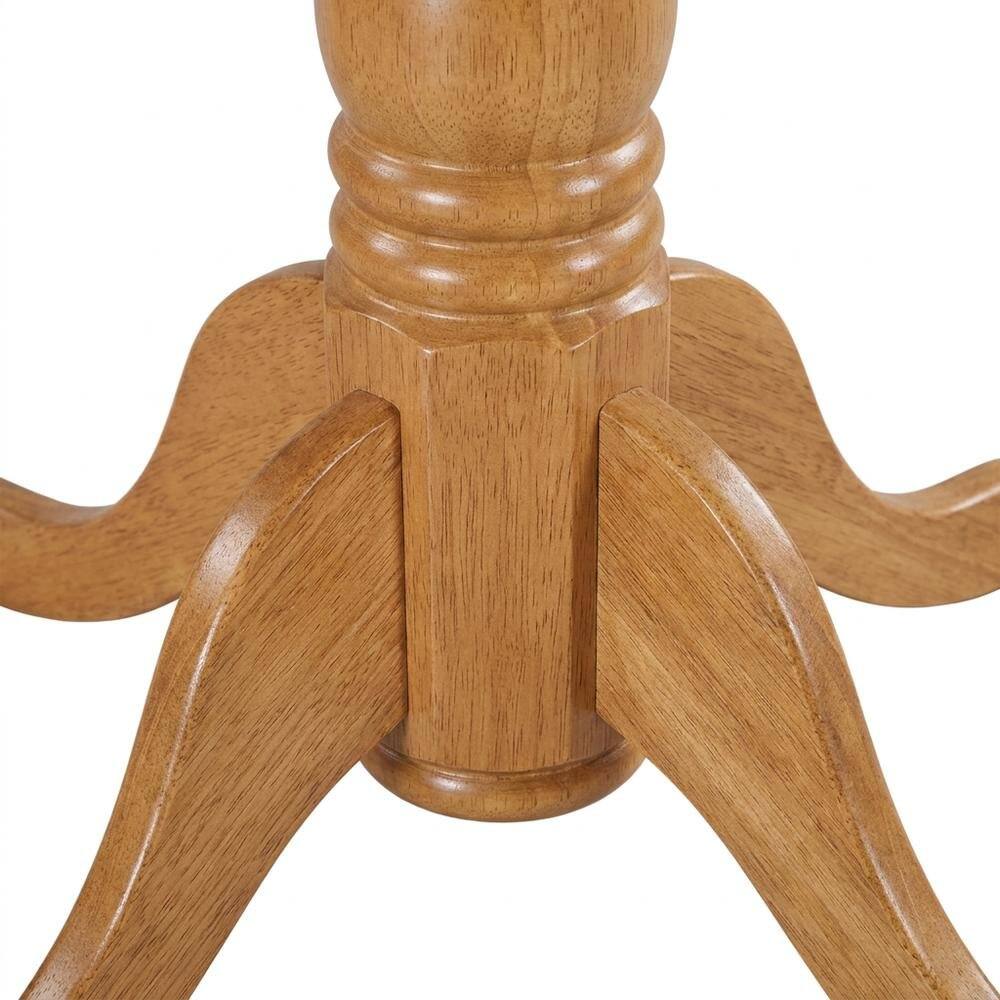 Alt View 1. FurniFact - Solid Wood Round Drop-Leaf Kitchen Nook 3-Piece - Oak.