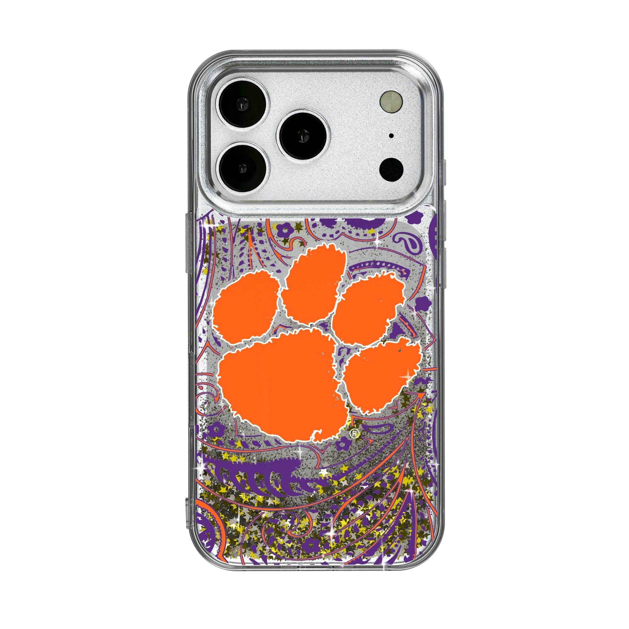 Keyscaper - NCAA - Clemson Tigers iPhone Glitter Paisley Design Case - 16 Pro Max - Multicolor