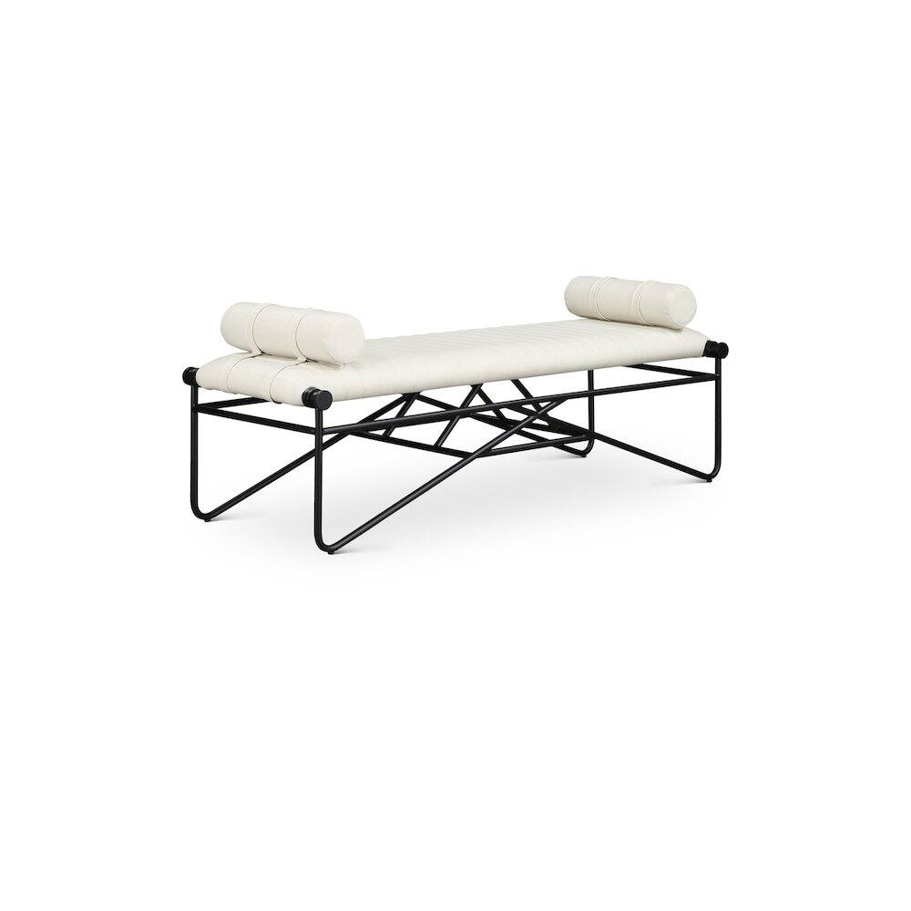 Front. Meridian Furniture - Gatsby Cream Vegan Leather Bench - Beige.