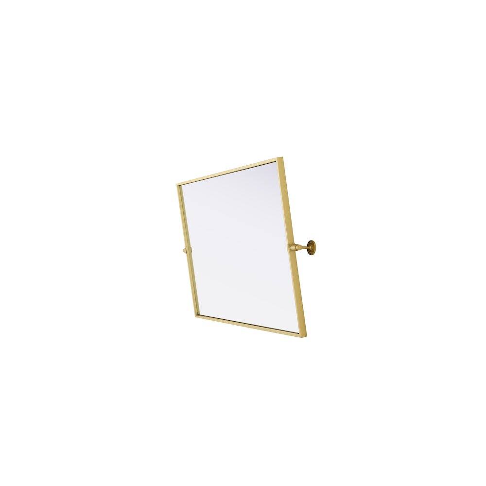 Back. Elegant Kitchen and Bath - Amoura 24X36 Pivot Mirror In Brass - Brass.