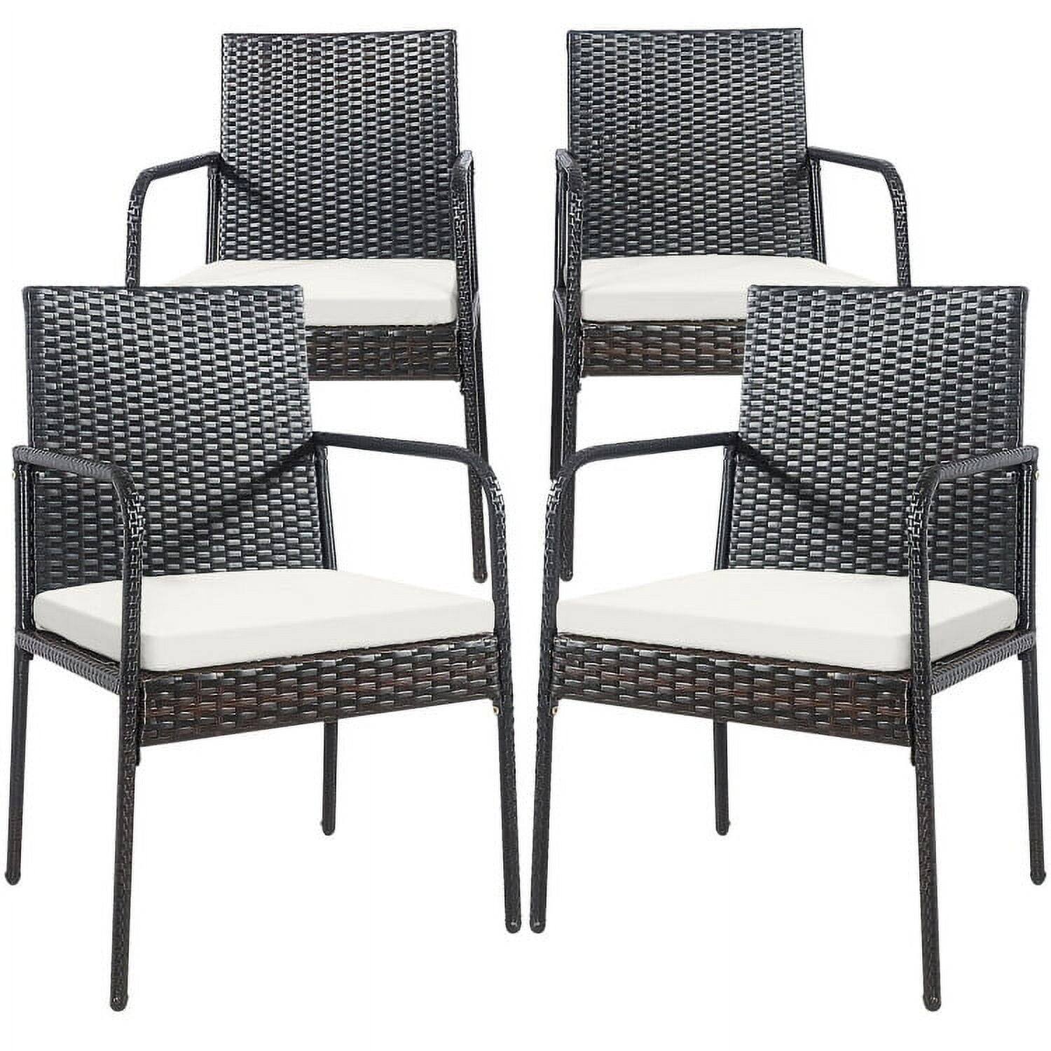 Alt View 2. Kadyn - 4 Pieces Patio Wicker Rattan Dining Set with Comfy Cushions, Patio Furniture Set, Outdoor Patio Rattan Dining Chairs - Off-White.