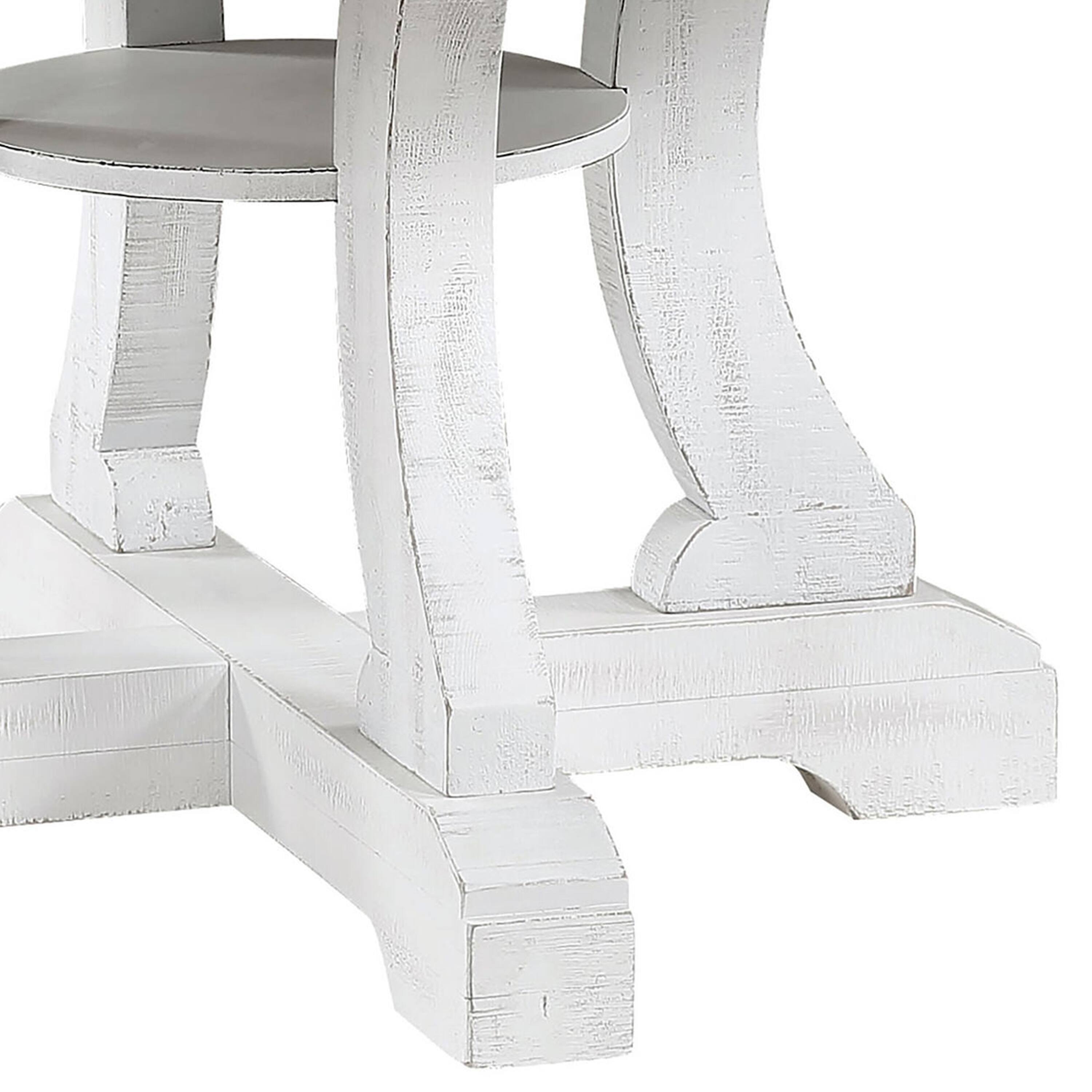 Alt View 1. Manhattan Lane - Dual Tone Round Top Dining Table with Pedestal Base, Brown and White - Brown, White.