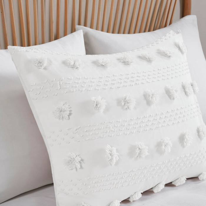 Left. Hivvago - Twin/Twin XL 2-Piece Ivory Pompom Microfiber Comforter Set - White.