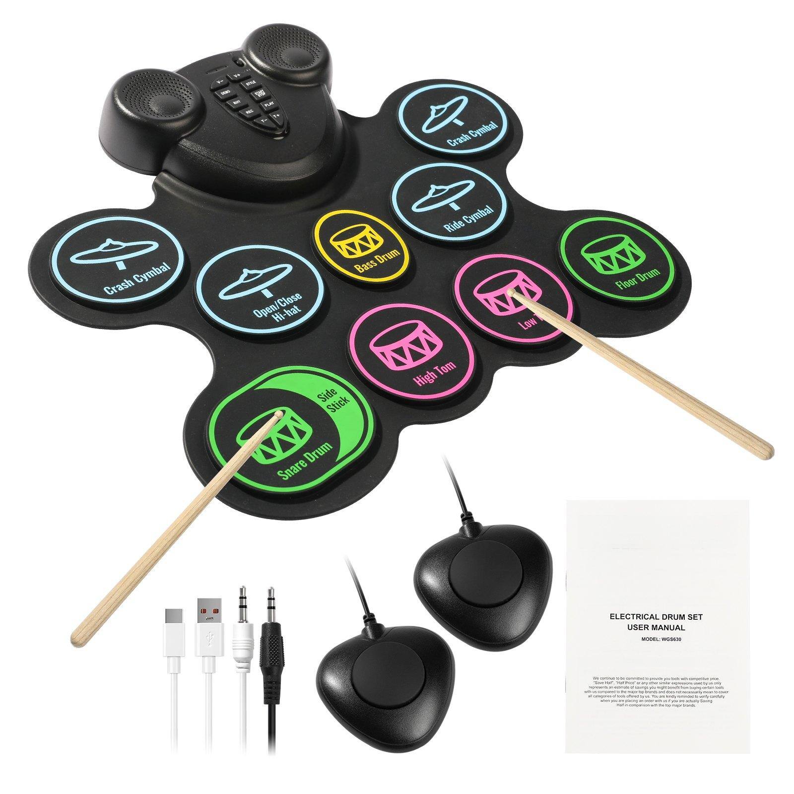 Sure, here is the corrected and grouped text from the image:

---

**ELECTRICAL DRUM SET USER MANUAL**

**MODEL: WUSN 1**

---

**1. Crash Cymbal**

**2. Crash Cymbal**

**3. Open/Close Hi-Hat**

**4. Bass Drum**

**5. Ride Cymbal**

**6. Low Floor Drum**

**7. Side Stick**

**8. Snare Drum**

**9. Tom High**

**10. Tom**

**11. Low**

**12. Crash Cymbal**

**13. Ride Cymbal**

**14. Low Floor Drum**

**15. Side Stick**

**16. Snare Drum**

**17. Tom High**

**18. Tom**

**19. Low**

---

**ELECTRICAL DRUM SET**

**USER MANUAL**

---

**MODEL: WUSN 1**

---

**[Text on the image is partially cut off and not fully legible, so some parts are inferred based on context.]**