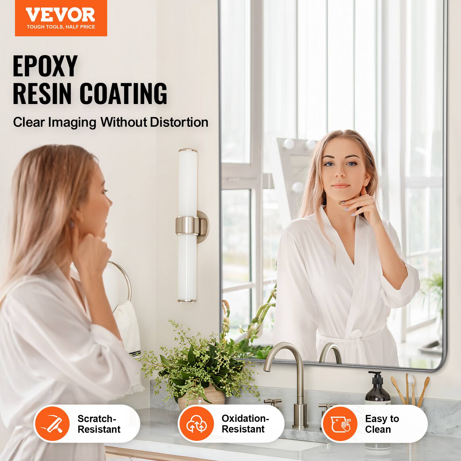 VEVOR  
TOUGH TOOLS, HALF PRICE  

EPOXY RESIN COATING  
Clear Imaging Without Distortion  

Scratch-Resistant  
Oxidation-Resistant  
Easy to Clean