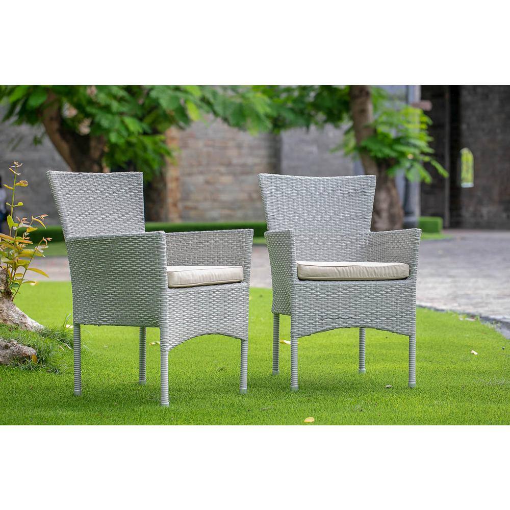 Angle. East West Furniture - Wicker Patio Chair Natural Linen - Brown.