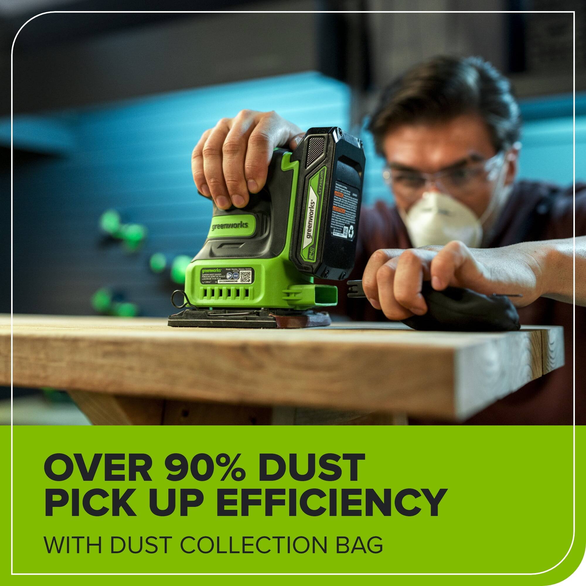 OVER 90% DUST PICK UP EFFICIENCY WITH DUST COLLECTION BAG