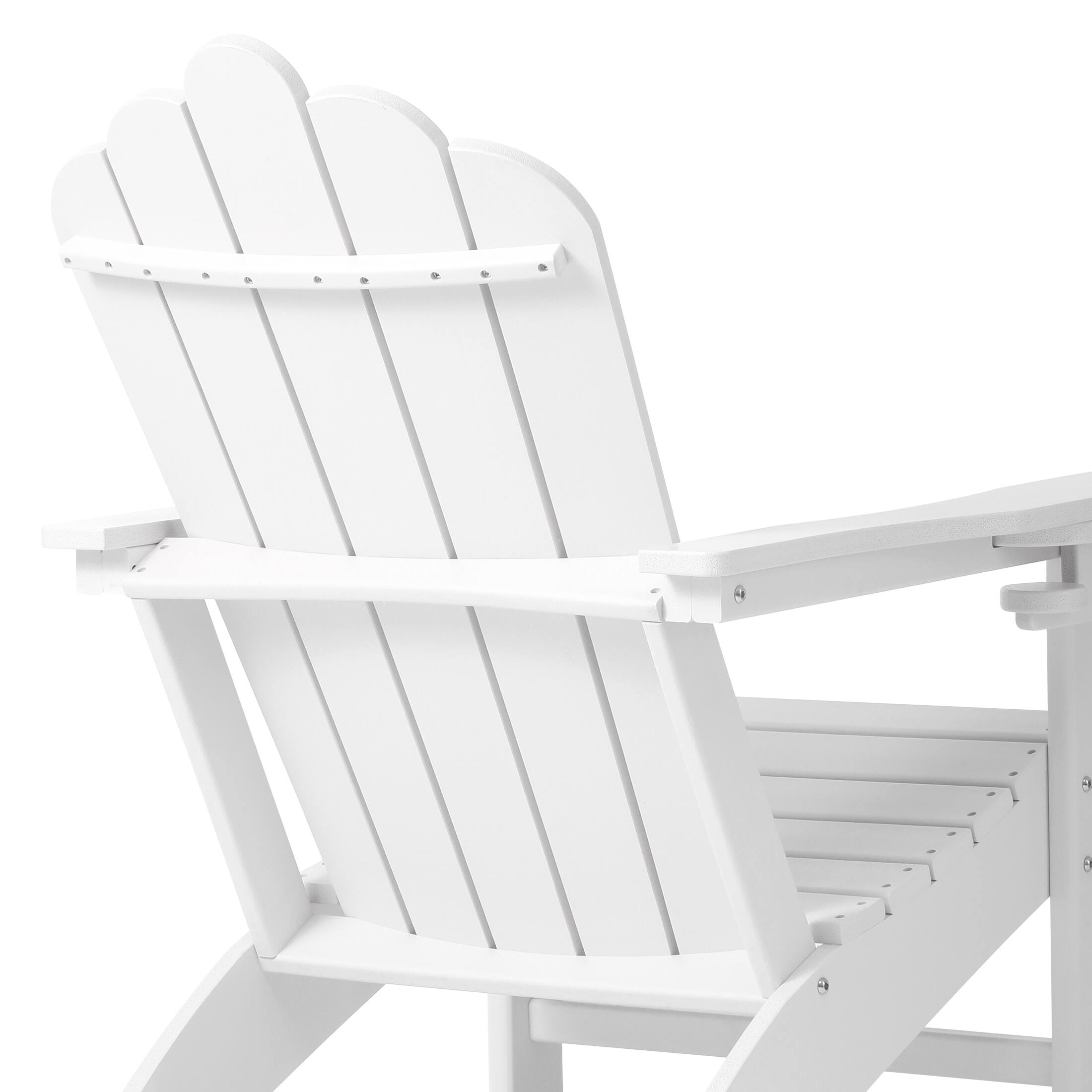 Alt View 3. WestinTrends - WestinTrends Highland Outdoor Patio HDPE Adirondack Chairs With Cup Holders (Set of 2) - White.