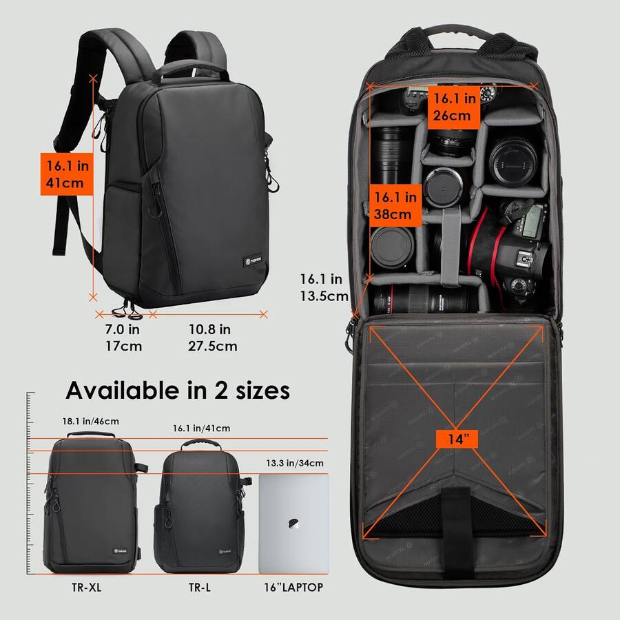 TARION Compact Camera Backpack 12.5L Slim DSLR Backpack with 14