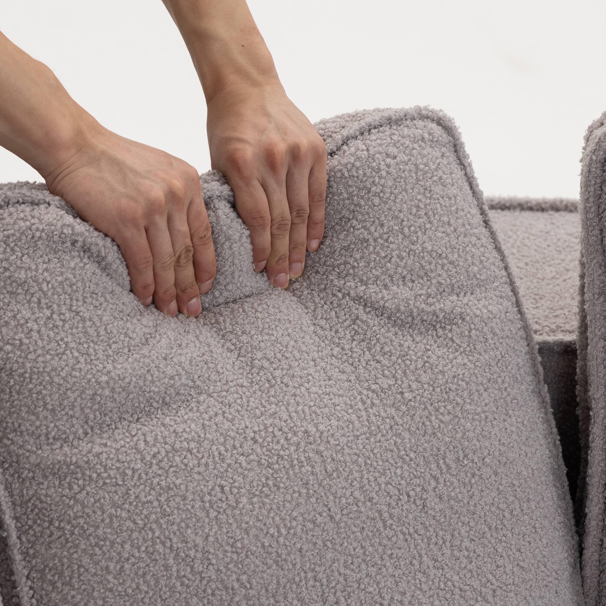 Alt View 4. GOODSILO - Soft Teddy Fleece Single Sofa Chair with Wide Seat and Back Cushions for Cozy Lounging in Small Spaces - Grey.