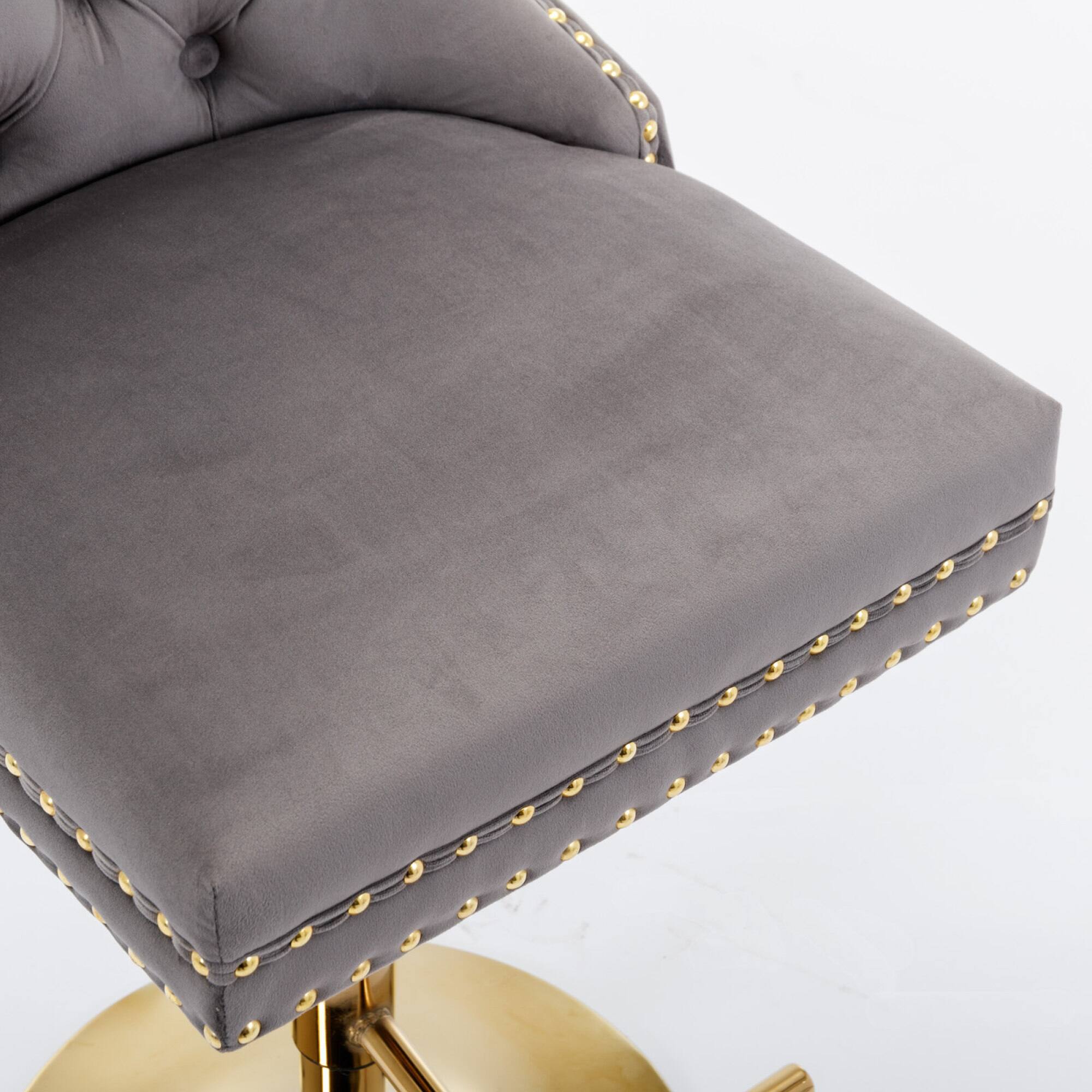 Alt View 9. GOODSILO - Luxury Swivel Velvet Barstools with Adjustable Height and Tufted Backrest for Home Kitchen and Pub - Gray.