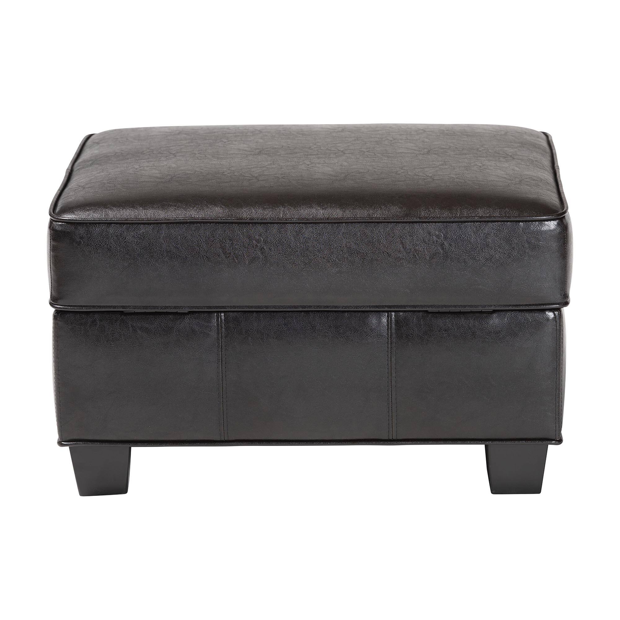 Alt View 1. Baxton Studio - Agustus Brown Leather Storage Ottoman - Dark Brown.