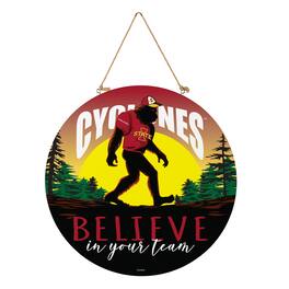 Evergreen Enterprises - Iowa State Cyclones 18" Bigfoot "Believe in Yourself" Team Logo Wood Round Door Sign - Multicolor