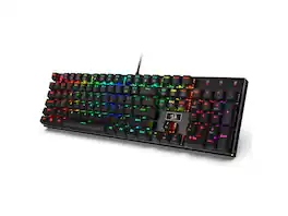 REDRAGON - K556 RGB Mechanical Gaming Keyboard, Aluminum Base, 104 Keys, Linear Red Switches - Black