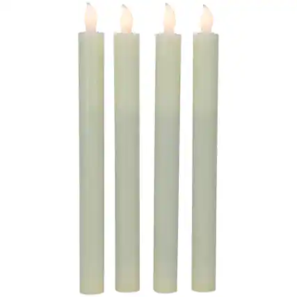 Front. Northlight - Set of 4 Solid Cream Flameless LED Constant Wax Taper Candles 9.5" - Ivory.
