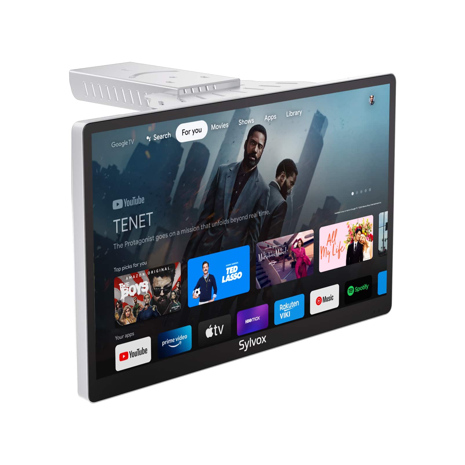 Sylvox - 15.6" Kitchen Smart TV with Google TV, 1080p FHD Under Cabinet TV, Rotating & Foldable, WiFi & Bluetooth