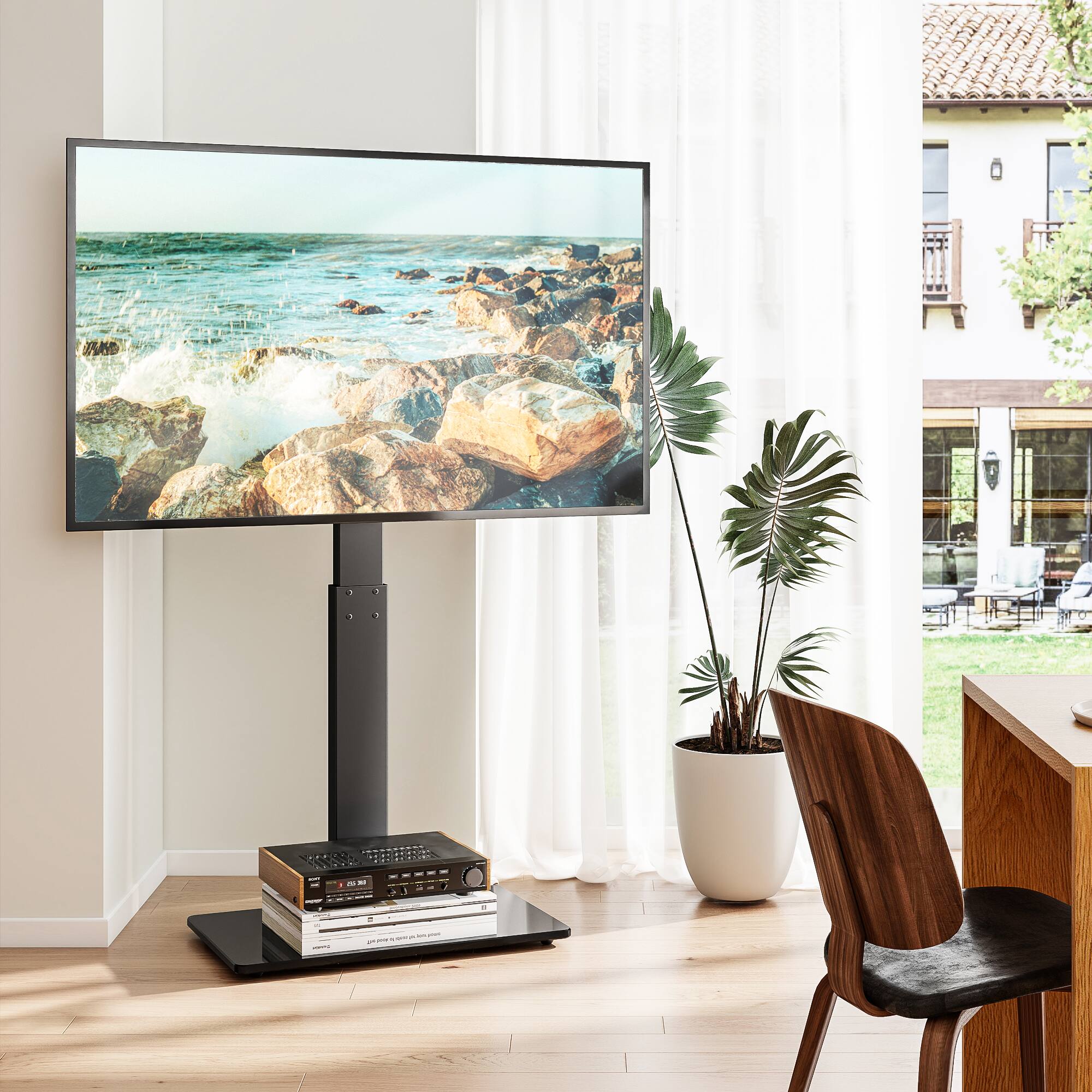 Alt View 2. Rfiver - TV stand suitable for 32-70 inch televisions - Black.