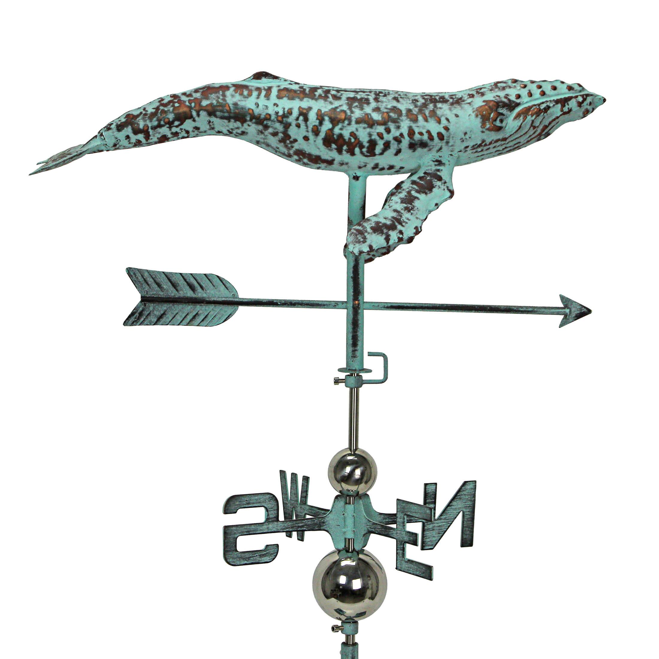 Alt View 2. Things2Die4 - Verdigris Copper Humpback Whale Weathervane Roof Mount Home Garden Decor Art - Teal.