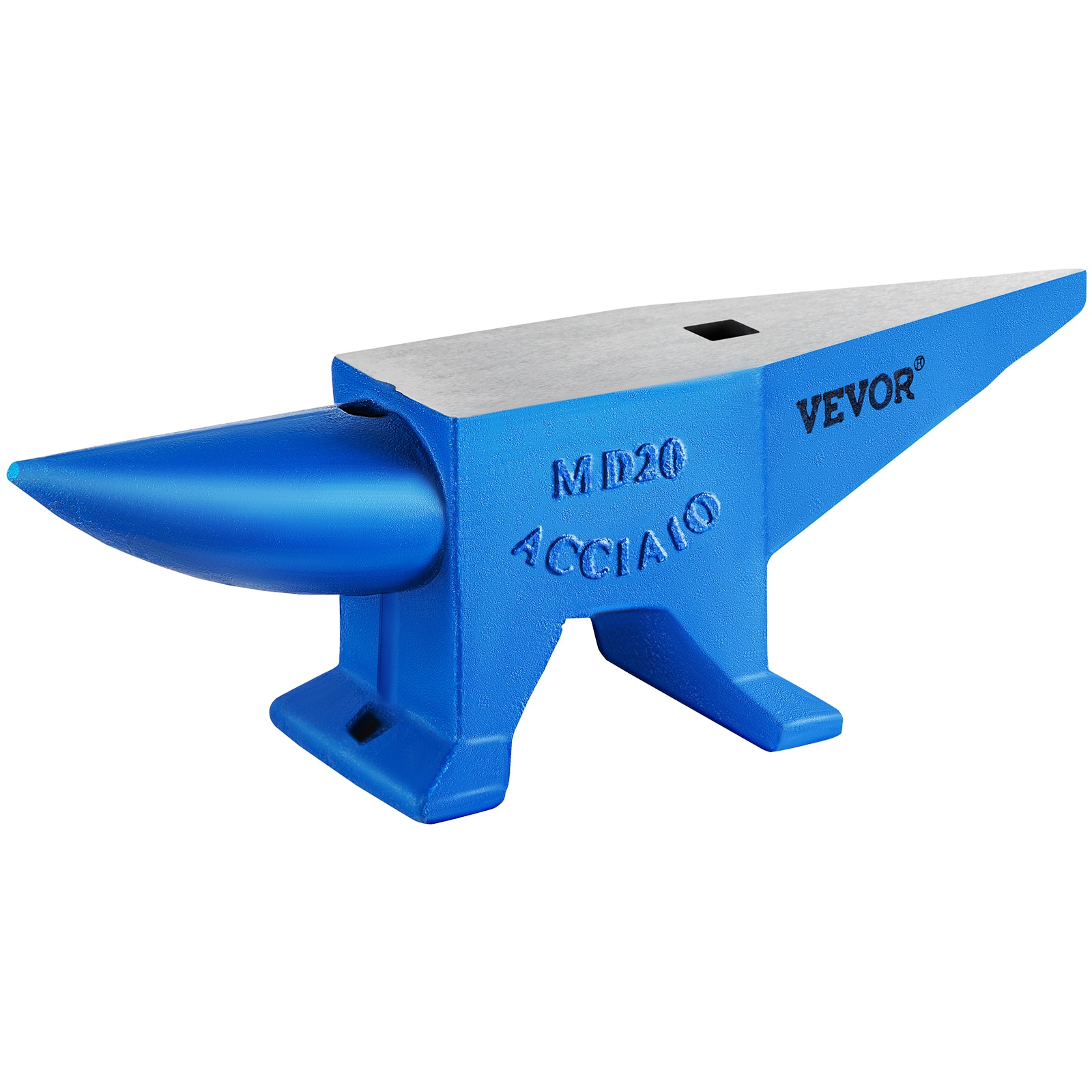VEVOR - Single Horn Anvil 44Lbs Steel Anvil Blacksmith for Sale Forge Tools and Equipment Anvil Rugged Round and Square Hole - Blue