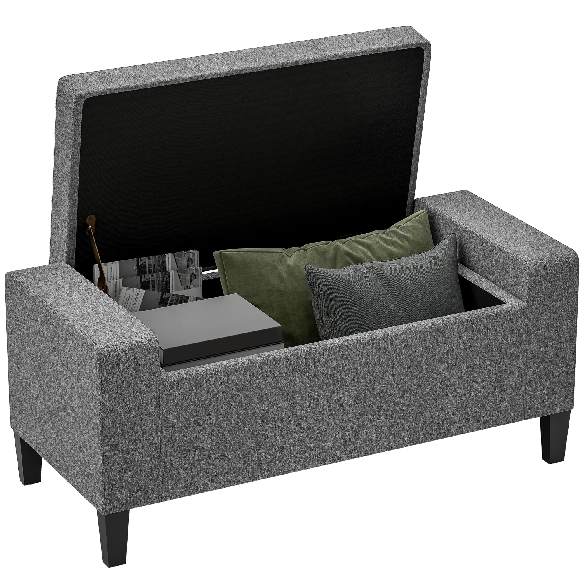 Homcom - Ottoman with Storage, Storage Ottoman Bench with Lift Top and Rubberwood Legs - Gray price history on PriceWatchPro