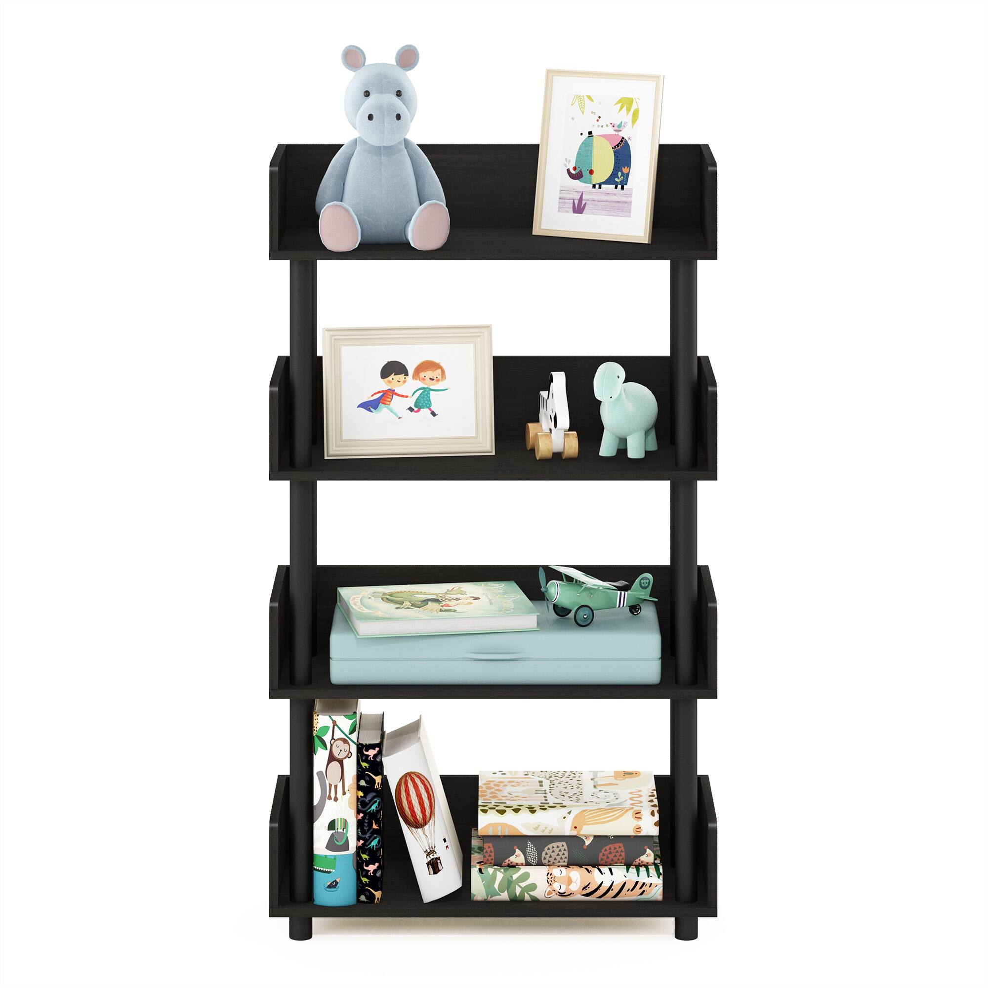 Alt View 4. Furinno - Turn-N-Tube 4-Tier Freestanding Multipurposes Display Rack, Bookshelf, Espresso - Espresso.