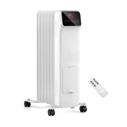 Front. Sugift - 1500W Oil Filled Radiator Heater with Remote Control 3 Modes 24H Timer-White - White.