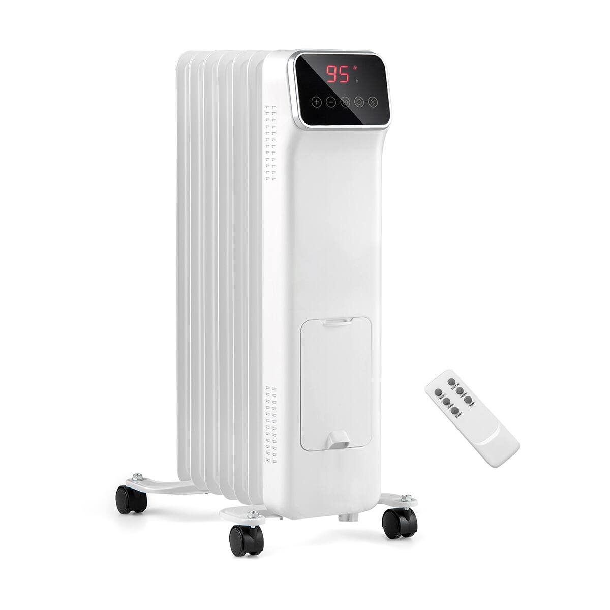 Front. Sugift - 1500W Oil Filled Radiator Heater with Remote Control 3 Modes 24H Timer-White - White.