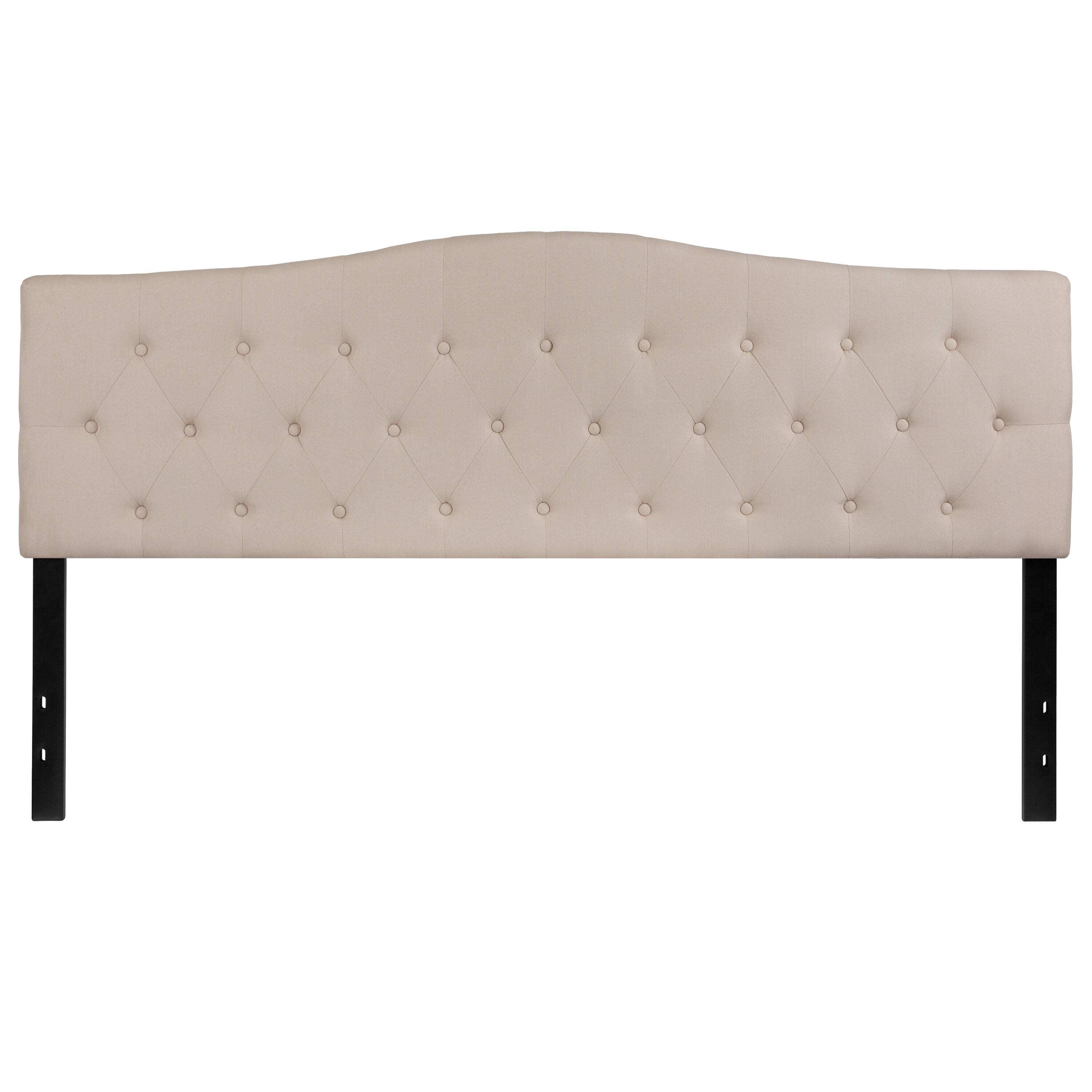 Alt View 4. Emma + Oliver - Arched Button Tufted Upholstered Headboard - Beige.