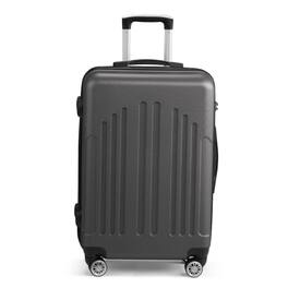Winado - 24" Checked Luggage Trolley Case ABS Hardside Medium Suitcase with Double Spinner Wheels & TSA Lock for Travel Business - Dark Gray