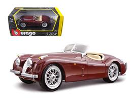 1951 Jaguar XK 120 Roadster 1/24 Diecast Model Car by Bburago - Burgundy