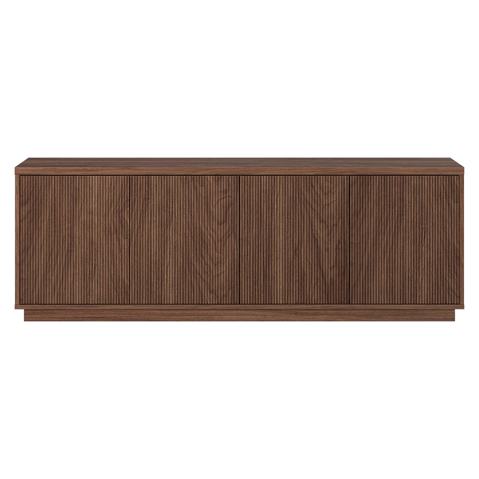 Angle. Hudson&Canal - Hanson Rectangular Fluted TV Stand for TV's up to 75" in Satin Walnut - Satin Walnut.