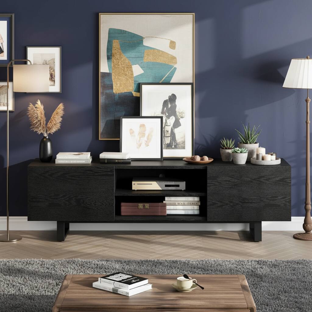 GARVEE - TV Stand, with Storage - Black