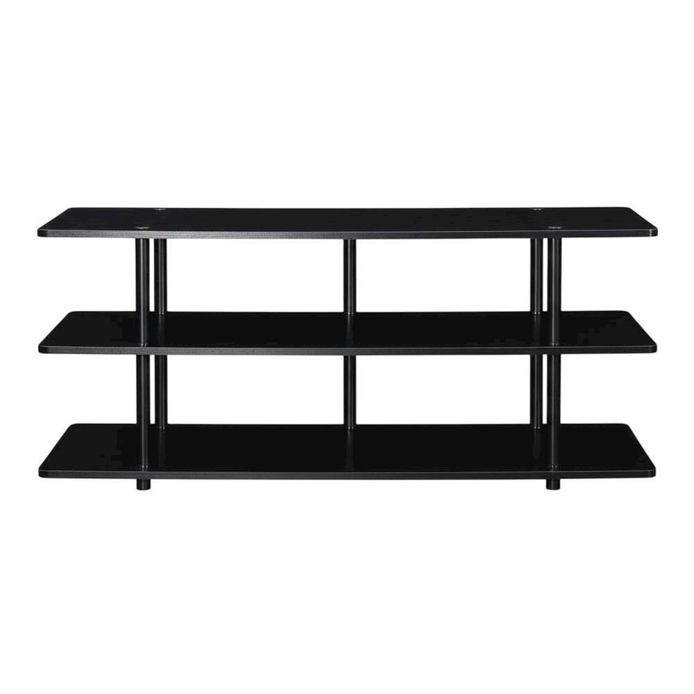 Alt View 3. FurniFact - Contemporary black TV stand, TVs up to 46 inches, particle board construction - Gray.