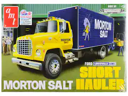 Skill 3 Model Kit Ford Louisville Line Short Hauler "Morton Salt" 1/25 Scale Model by AMT - Yellow And Blue