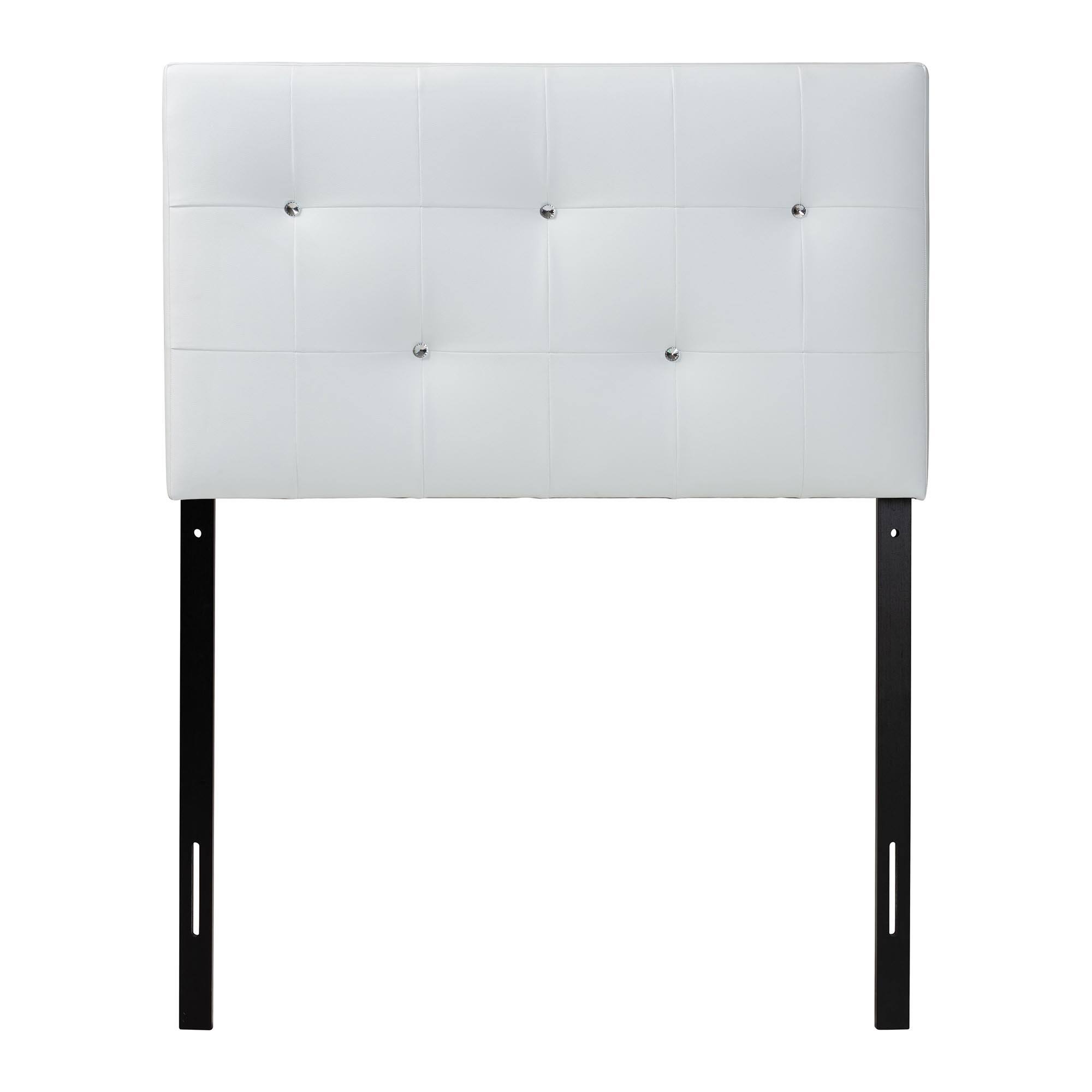 Angle. Baxton Studio - Kirchem Modern and Contemporary Faux Leather Upholstered Twin Size Headboard - White.
