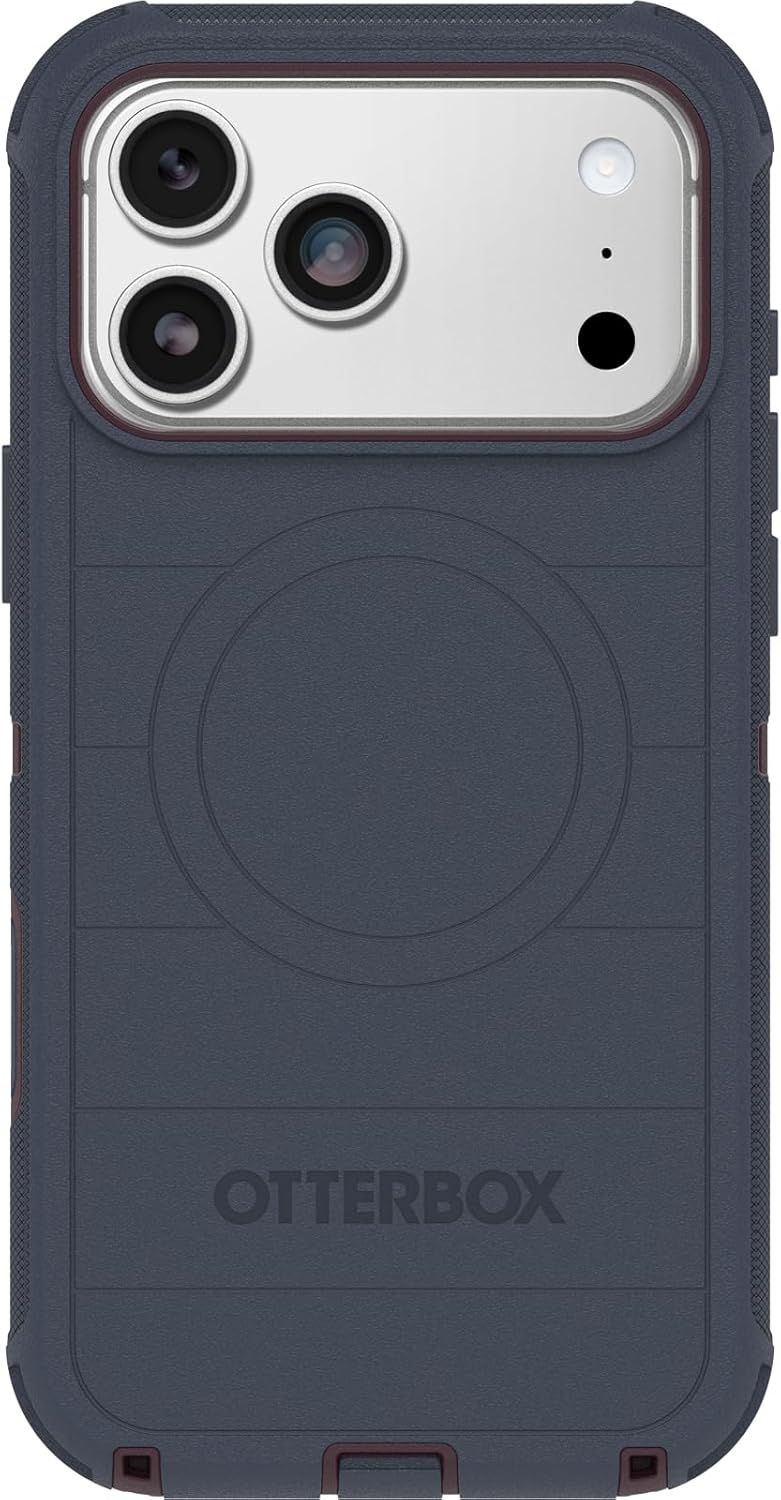 Left. OtterBox - OtterBox - Defender Series Pro Hard Shell for Apple iPhone 17 Pro Max - Indigo Tulip (Blue & Purple).