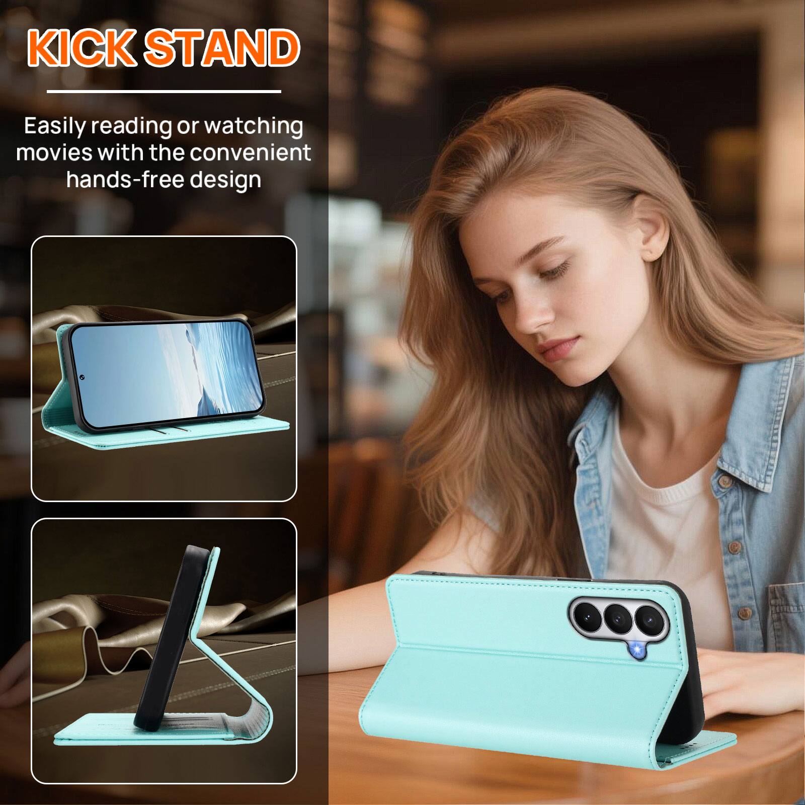 KICK STAND

Easily reading or watching movies with the convenient hands-free design