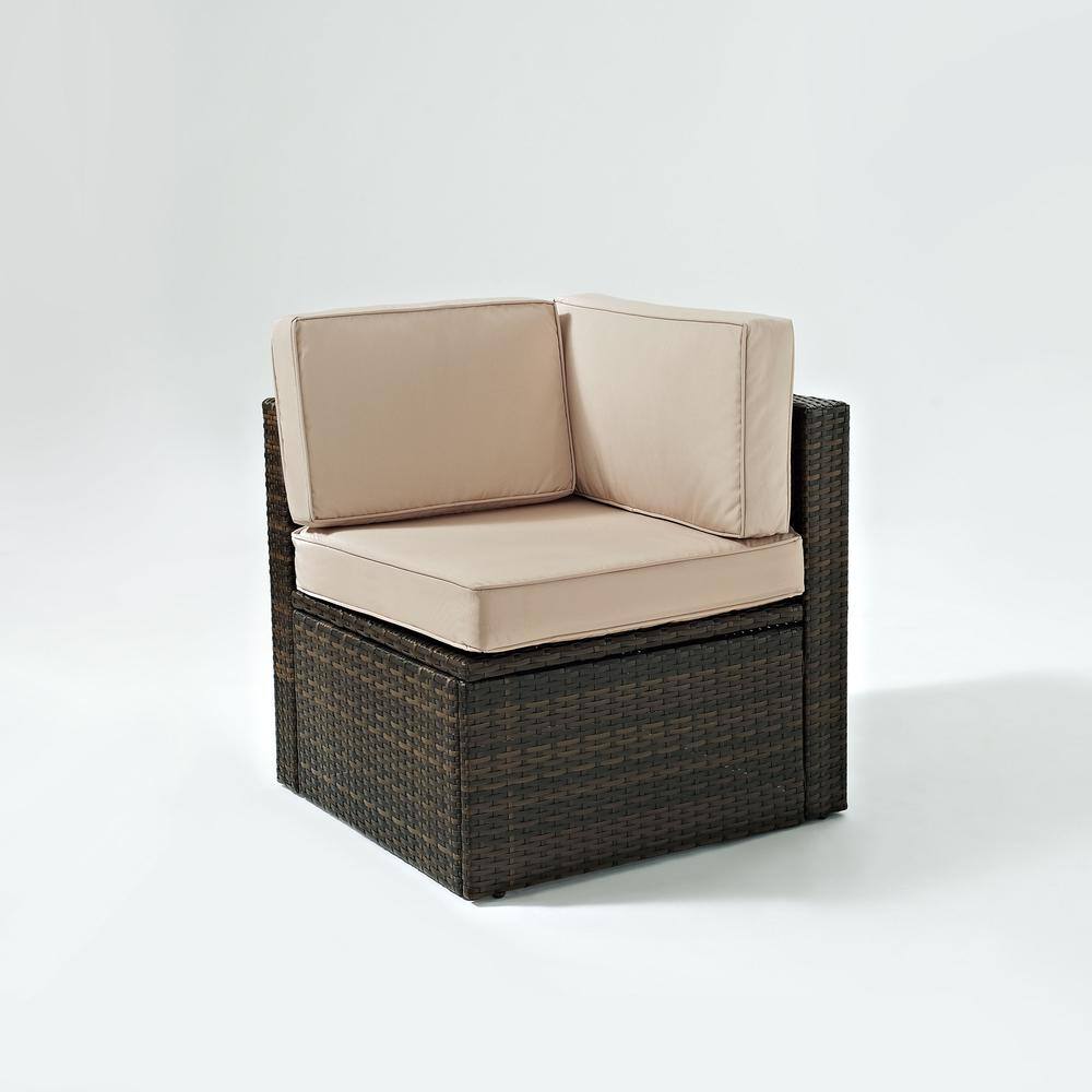Alt View 2. Crosley Furniture - Palm Harbor Wicker Corner Outdoor Sectional Chair - Sand.