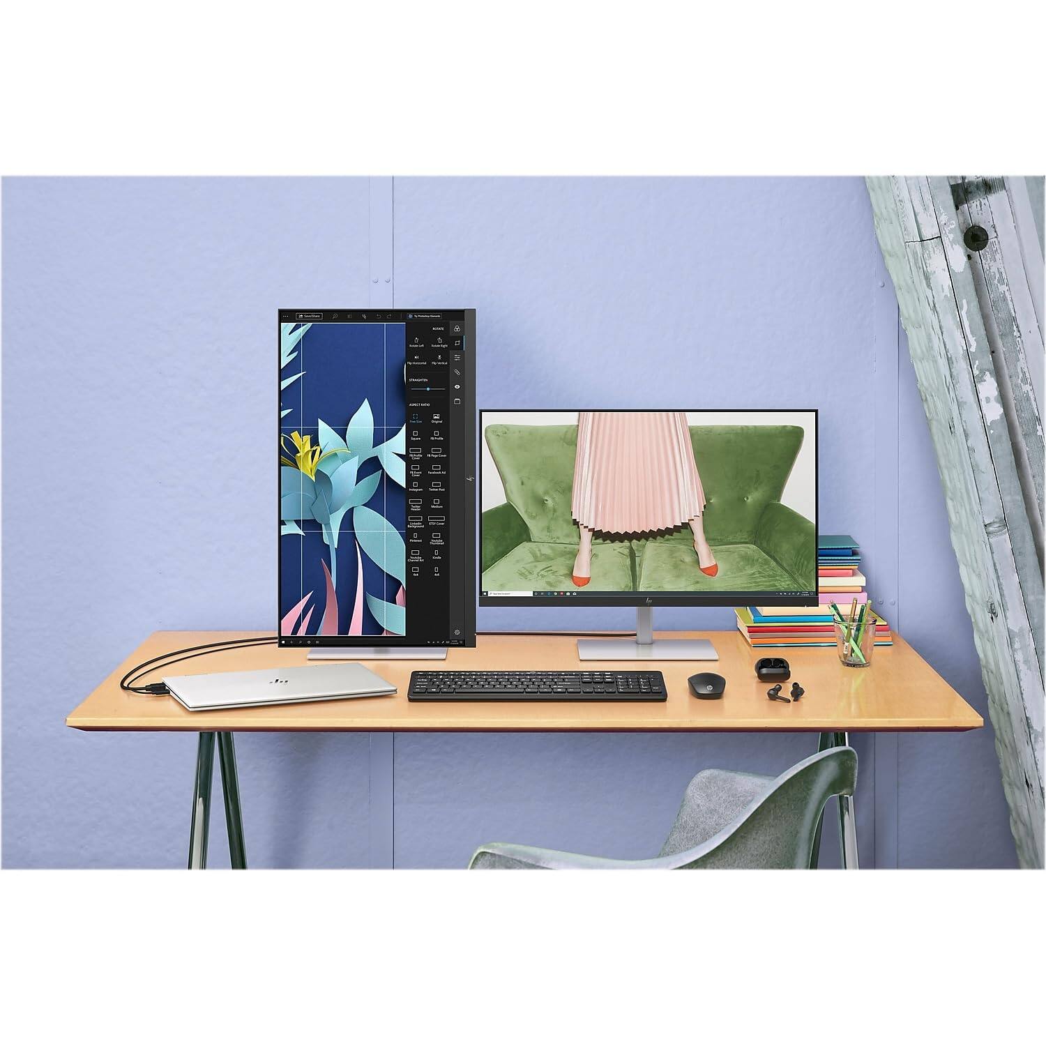 Left. HP - HP 230 Wireless Keyboard & Mouse Combo - 2.4GHz, 1600 DPI, Numeric Keypad, Windows/Mac Compatible, Long Battery Life - Black.