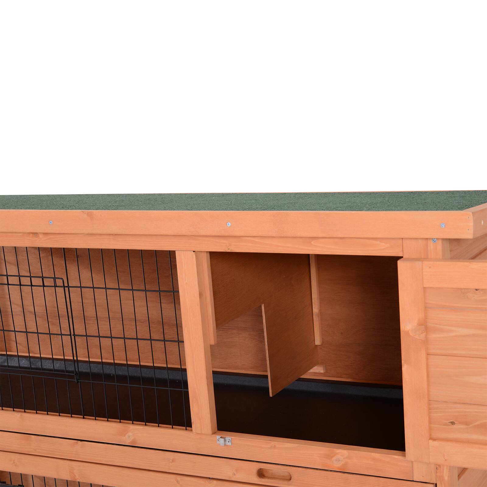 Alt View 4. Pawhut - 54" 2-Story Large Rabbit Hutch Bunny Cage Pet House with Lockable Doors, No Leak Tray, Waterproof Roof.