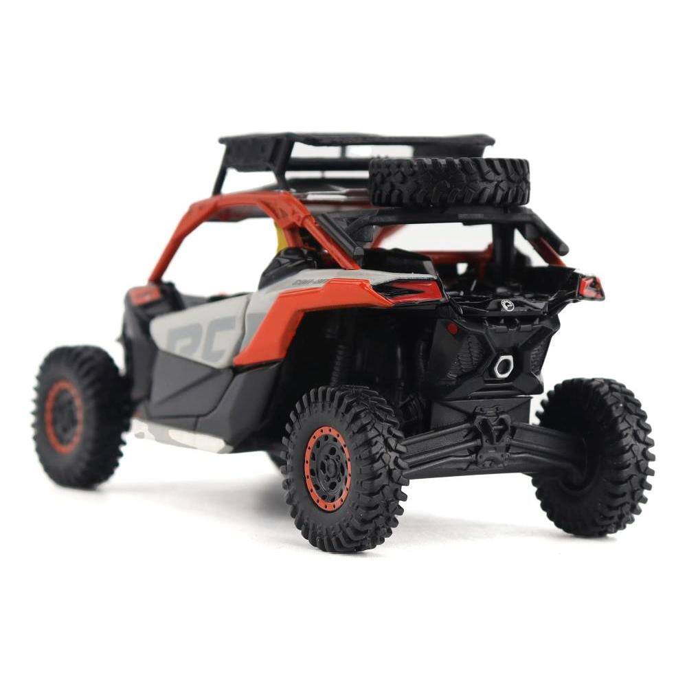 Left. BRP Models - Can-Am Maverick X3 X RS Turbo RR Sand Version Chalk Gray and Magma Red with Driver Figure 1/32 - Red.