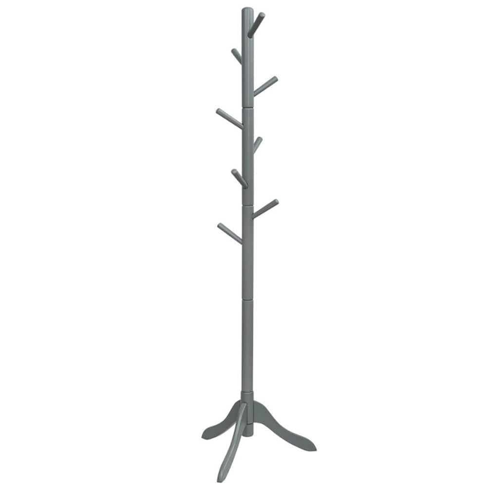 Kadyn - Adjustable Wooden Tree Coat Rack with 8 Hooks- Tree Shaped Coat and Hat Hanger, Coat Racks for Foyer and Office - Gray