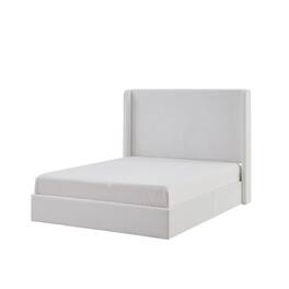 Boyel Living - King Upholstered Wingback Platform Bed 52.3 Inch Headboard No Box Spring Easy Assembly Coconut Micro Suede - White